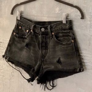 Levi's 501 Jean Short Trashed Black